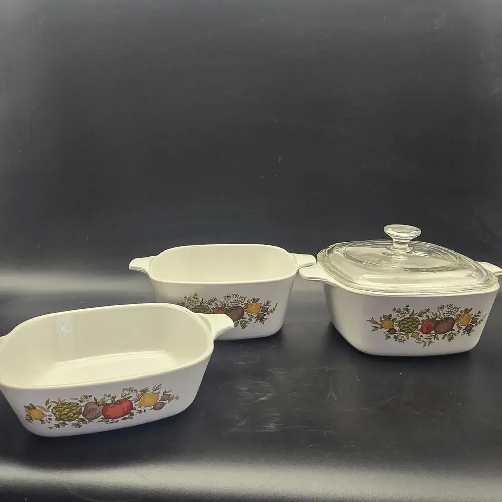 Corningware Spice of Life Small Casserole Dish Set Bakeware Vintage 1970s